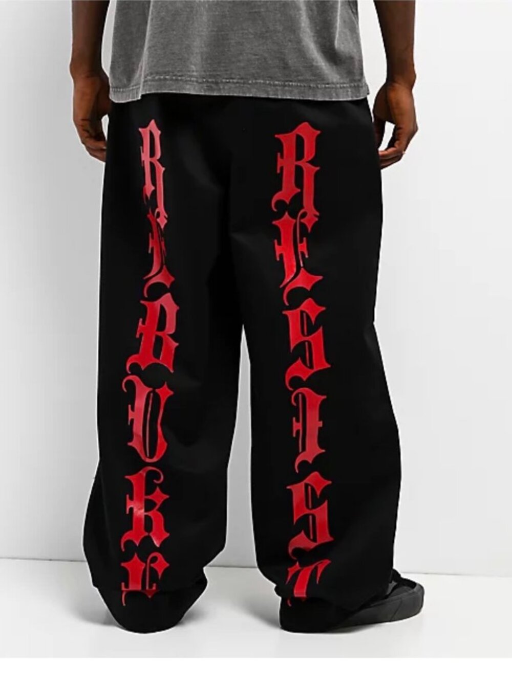 NWT Vitriol Rebuke Black Red Cotton Twill Baggy Skate Pants XL